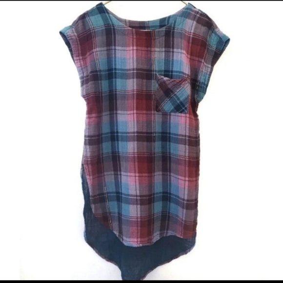 ANTHRO Akemi + Kin "Cleora" Plaid Sparkle Tunic XS - Picture 4 of 8